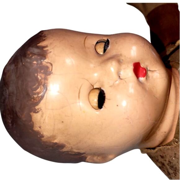 13" 1920s Antique Composition Head Sweet Cowboy Toddler Baby Boy - Picture 9 of 12